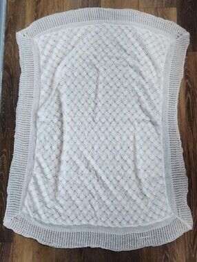 Baby Kisses White Knit Acrylic Rayon Throw Blanket